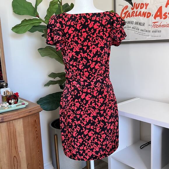 Vero Moda Black & Red Butterfly Print Dress - Size 36 (US 4) - Picture 4 of 9